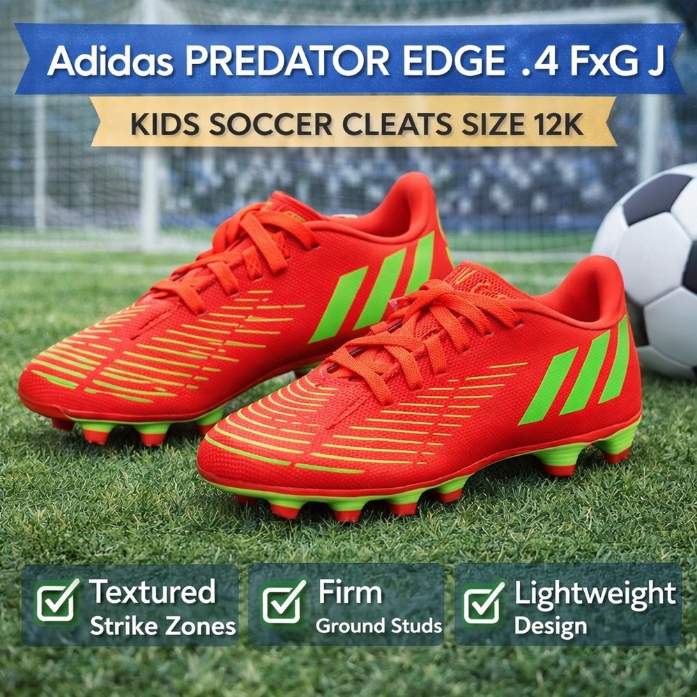 Adidas Predator Edge .4 FxG J Kids Soccer Cleats Red Green Size 12K NWOT